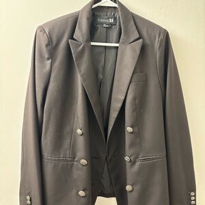 Forever 21 Charcoal Blazer with Metallic Buttons